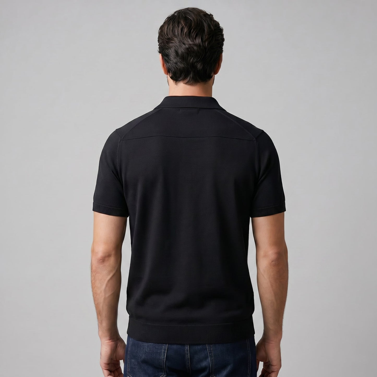 Rhett Fine Knit Open Collar Polo_4