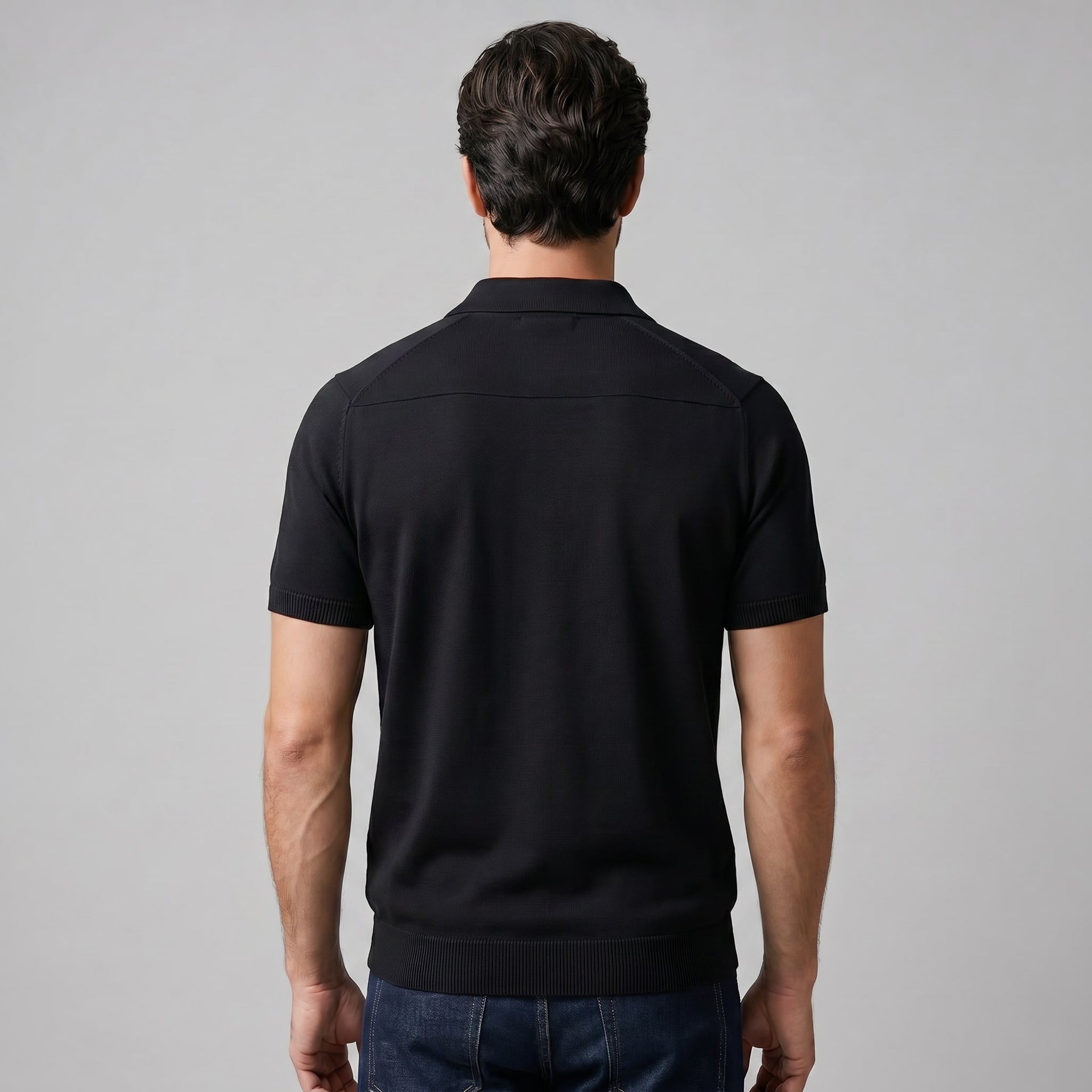 Rhett Fine Knit Open Collar Polo