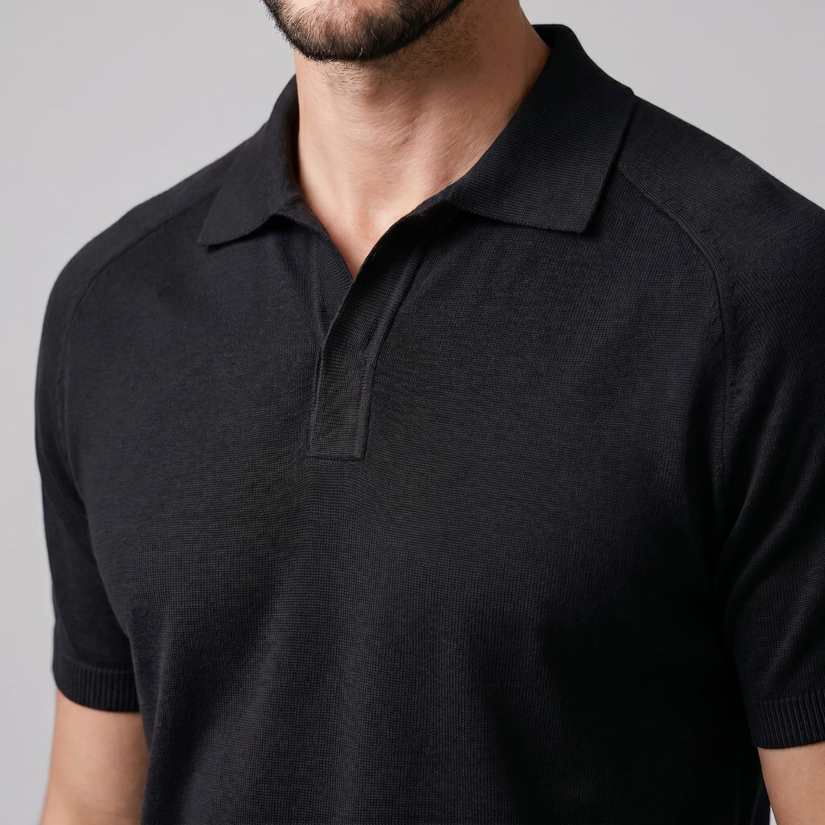 Rhett Fine Knit Open Collar Polo