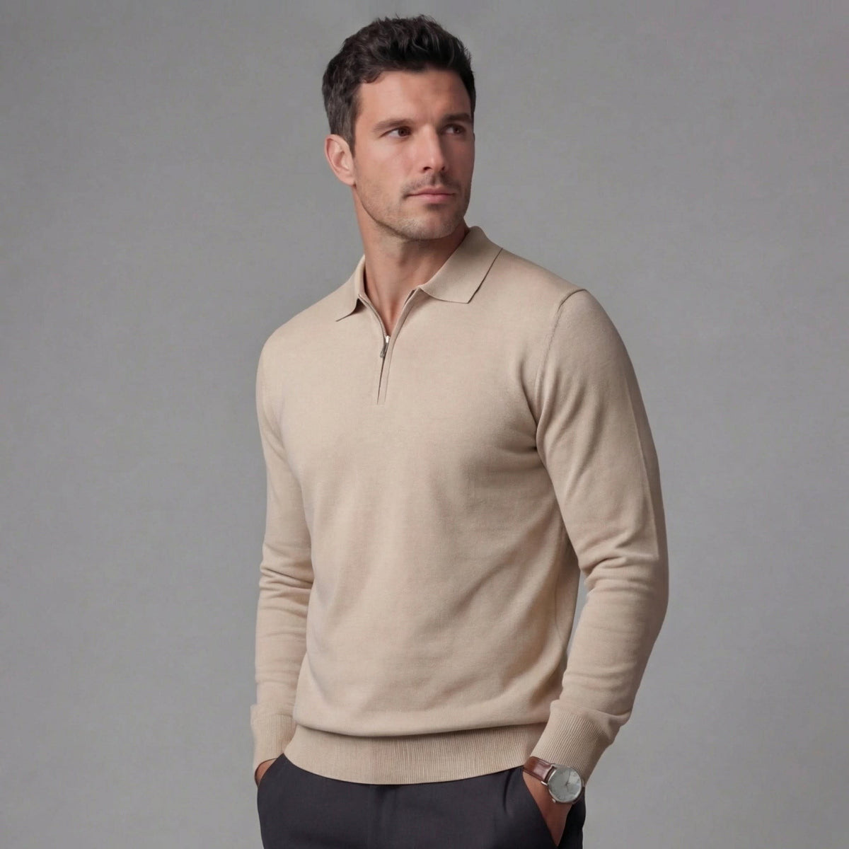Percy Half Zip Long Sleeve Polo Shirt