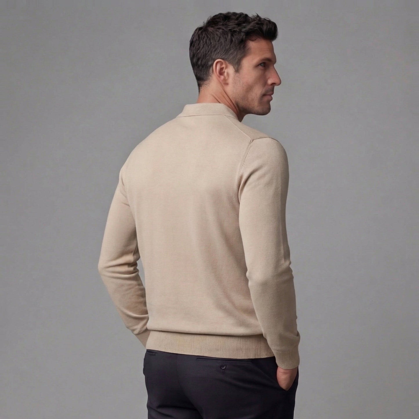 Percy Half Zip Long Sleeve Polo Shirt_4