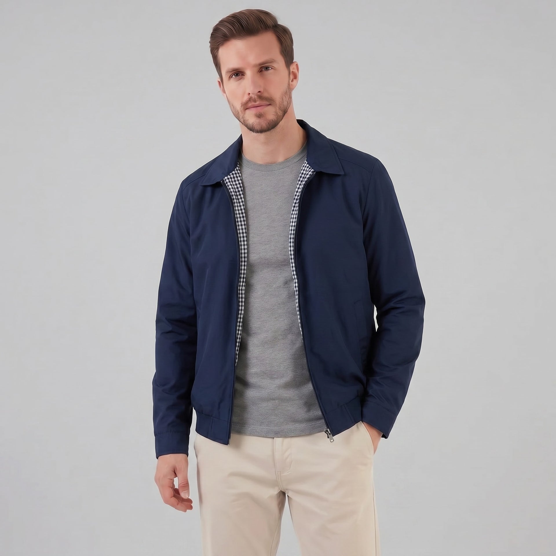 Harding Check Lined Harrington Jacket