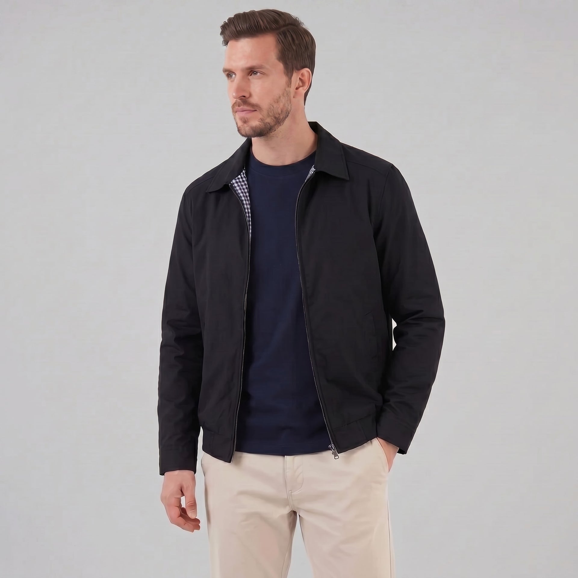 Harding Check Lined Harrington Jacket