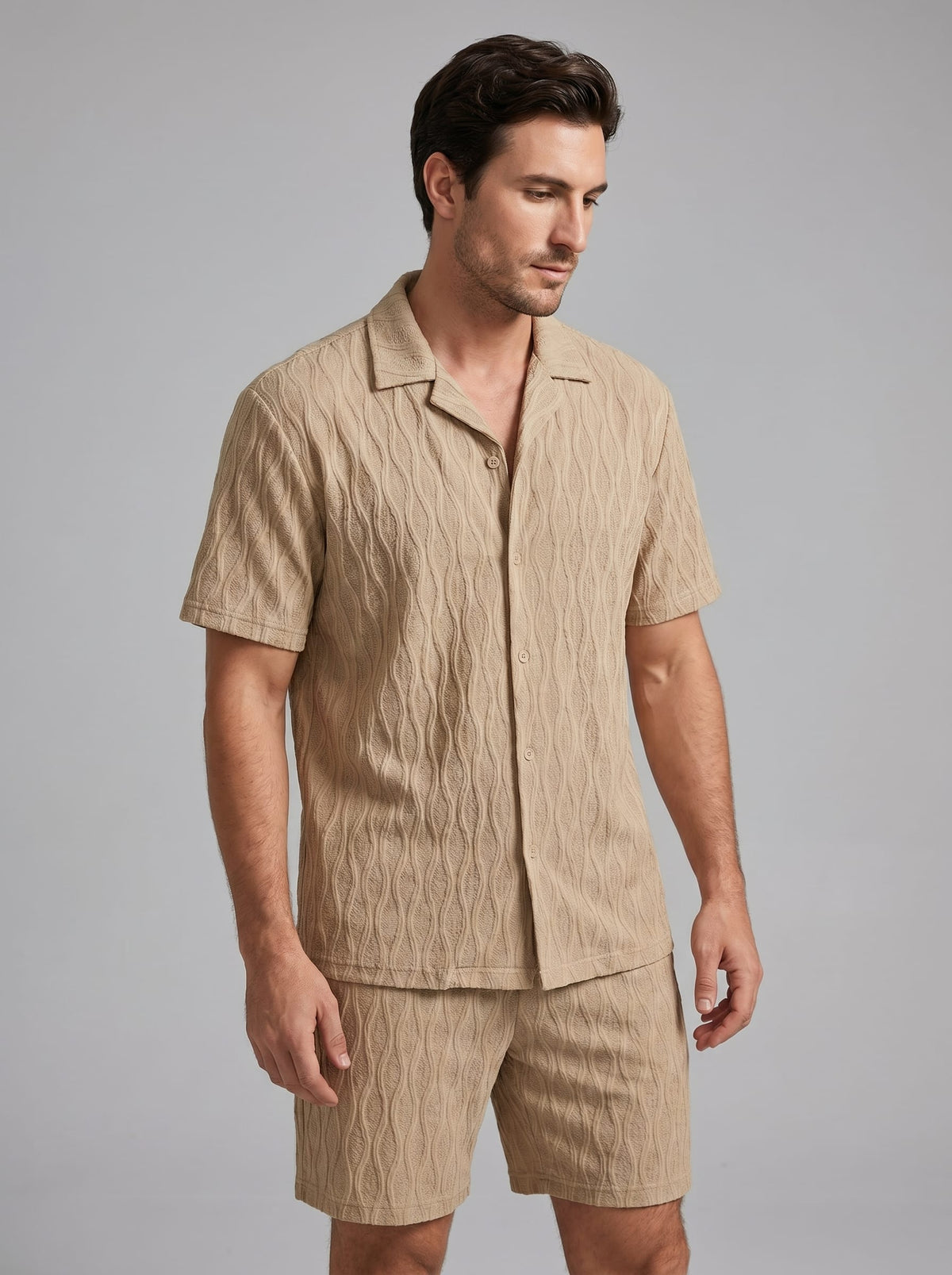Briggs Textured Camp Collar Shirt and Shorts Set
