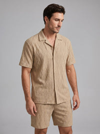 Briggs Textured Camp Collar Shirt and Shorts Set