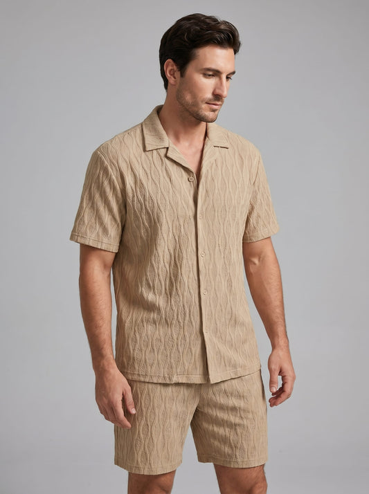 Briggs Textured Camp Collar Shirt and Shorts Set_1
