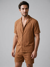 Briggs Textured Camp Collar Shirt and Shorts Set