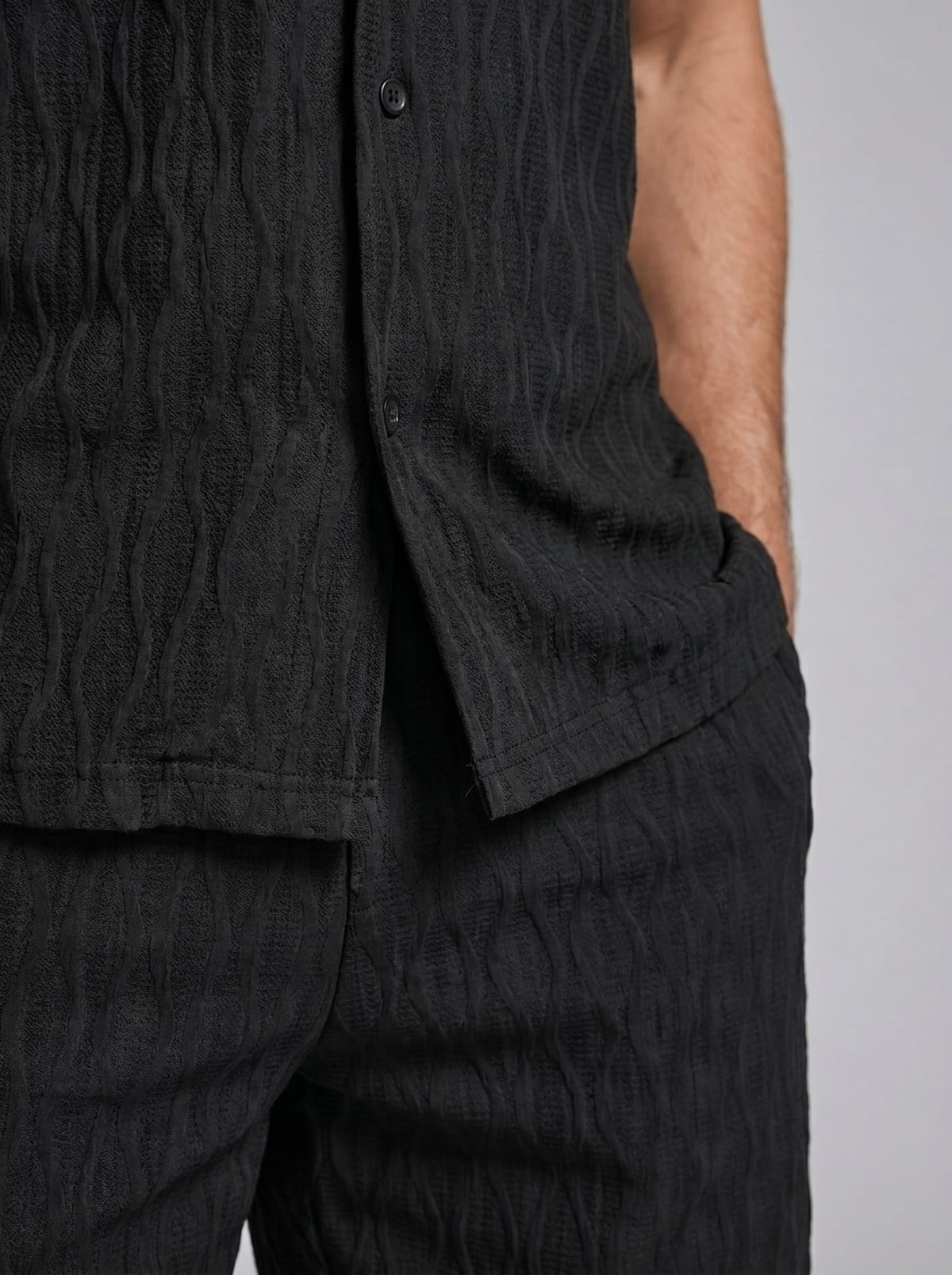 Briggs Textured Camp Collar Shirt and Shorts Set
