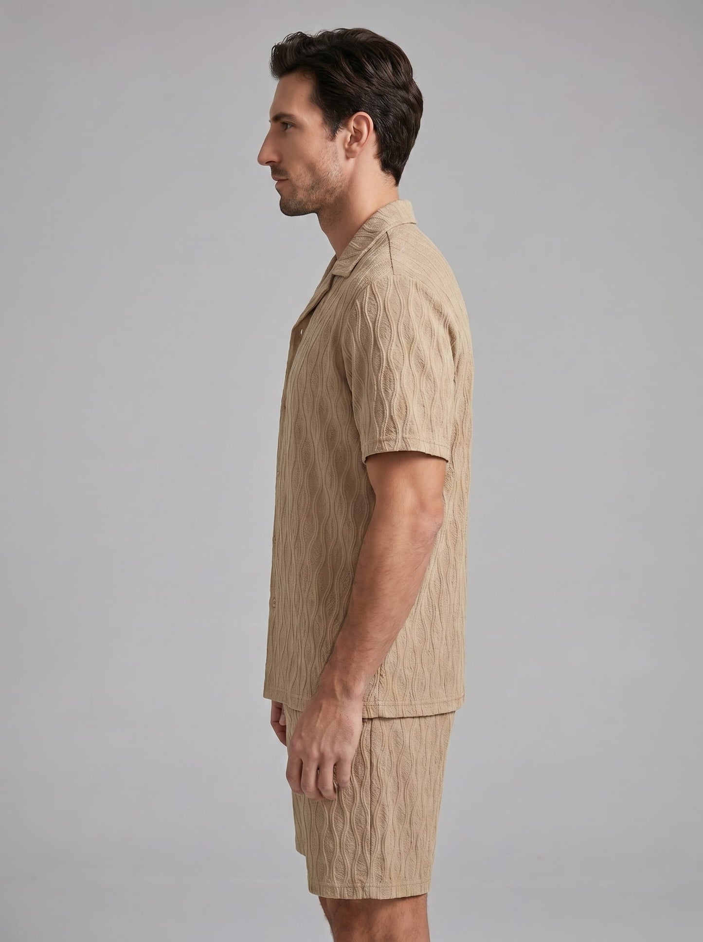 Briggs Textured Camp Collar Shirt and Shorts Set_2