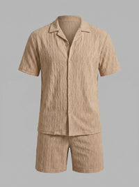 Briggs Textured Camp Collar Shirt and Shorts Set