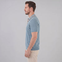 Ridge Contrast Collar Ribbed Knit Polo