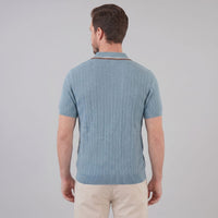Ridge Contrast Collar Ribbed Knit Polo