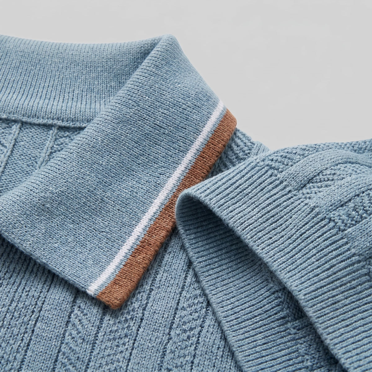 Ridge Contrast Collar Ribbed Knit Polo