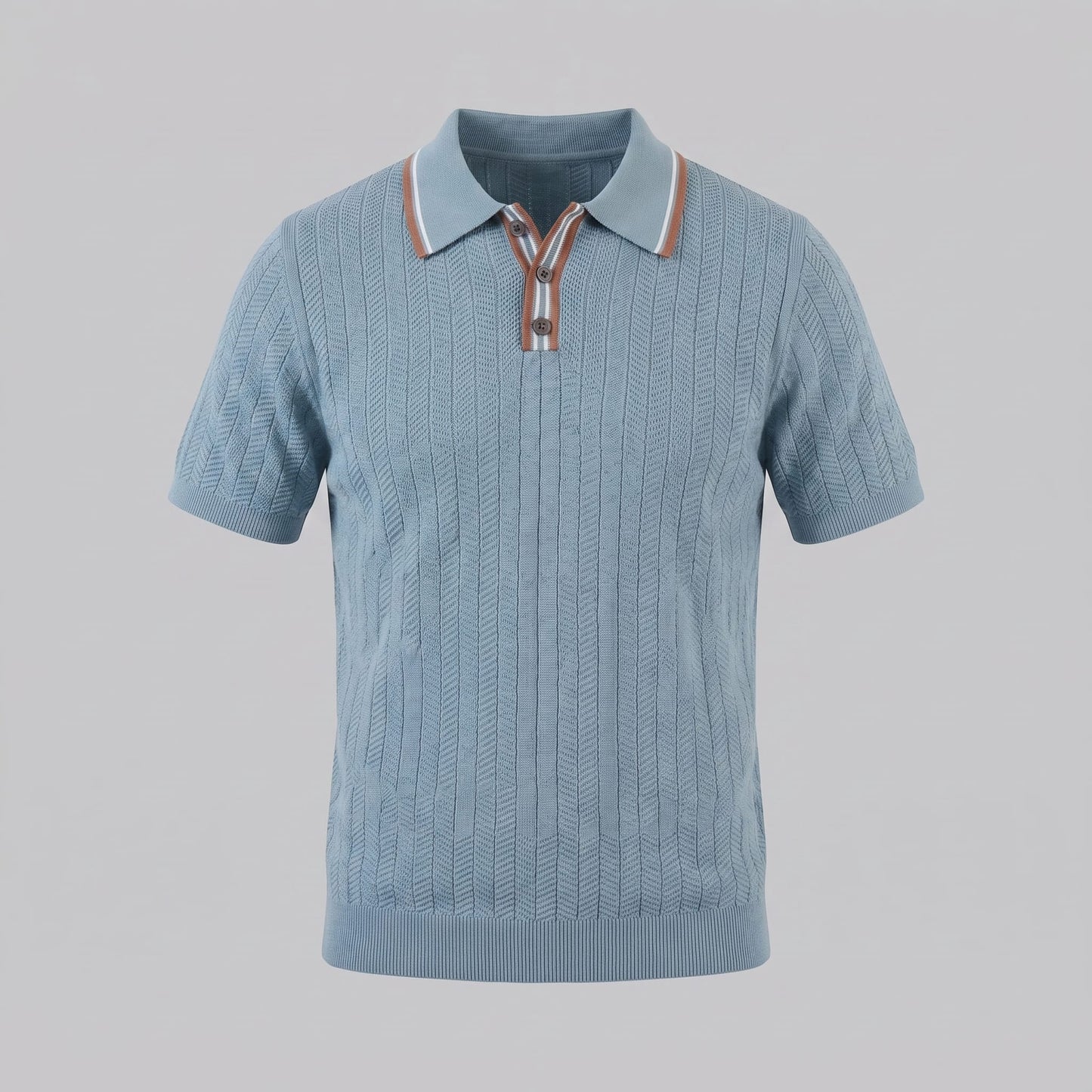 Ridge Contrast Collar Ribbed Knit Polo_14