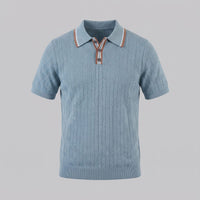 Ridge Contrast Collar Ribbed Knit Polo