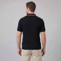 Ridge Contrast Collar Ribbed Knit Polo