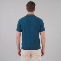 Ridge Contrast Collar Ribbed Knit Polo
