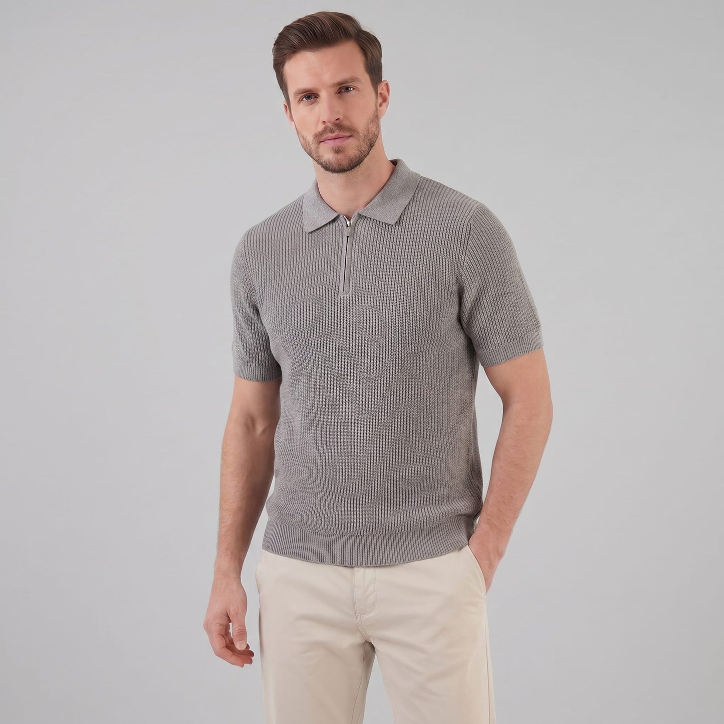 Roman Ribbed Quarter Zip Polo_1
