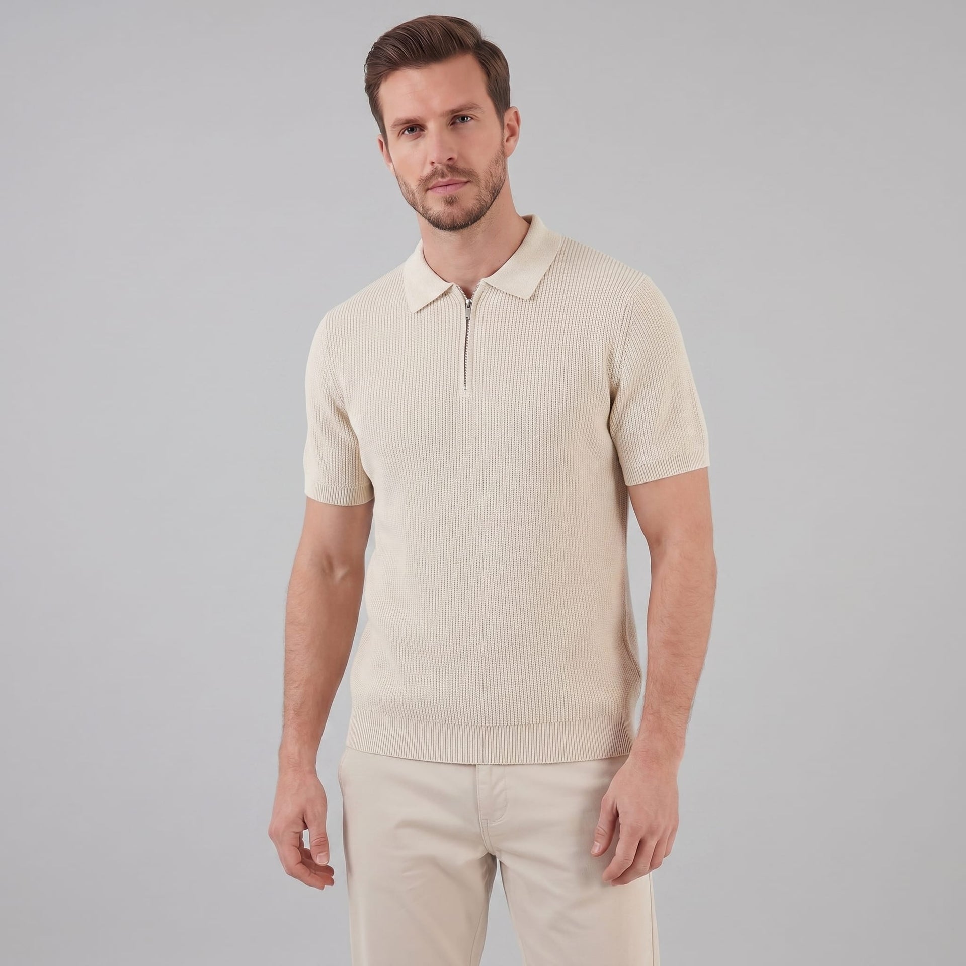 Roman Ribbed Quarter Zip Polo