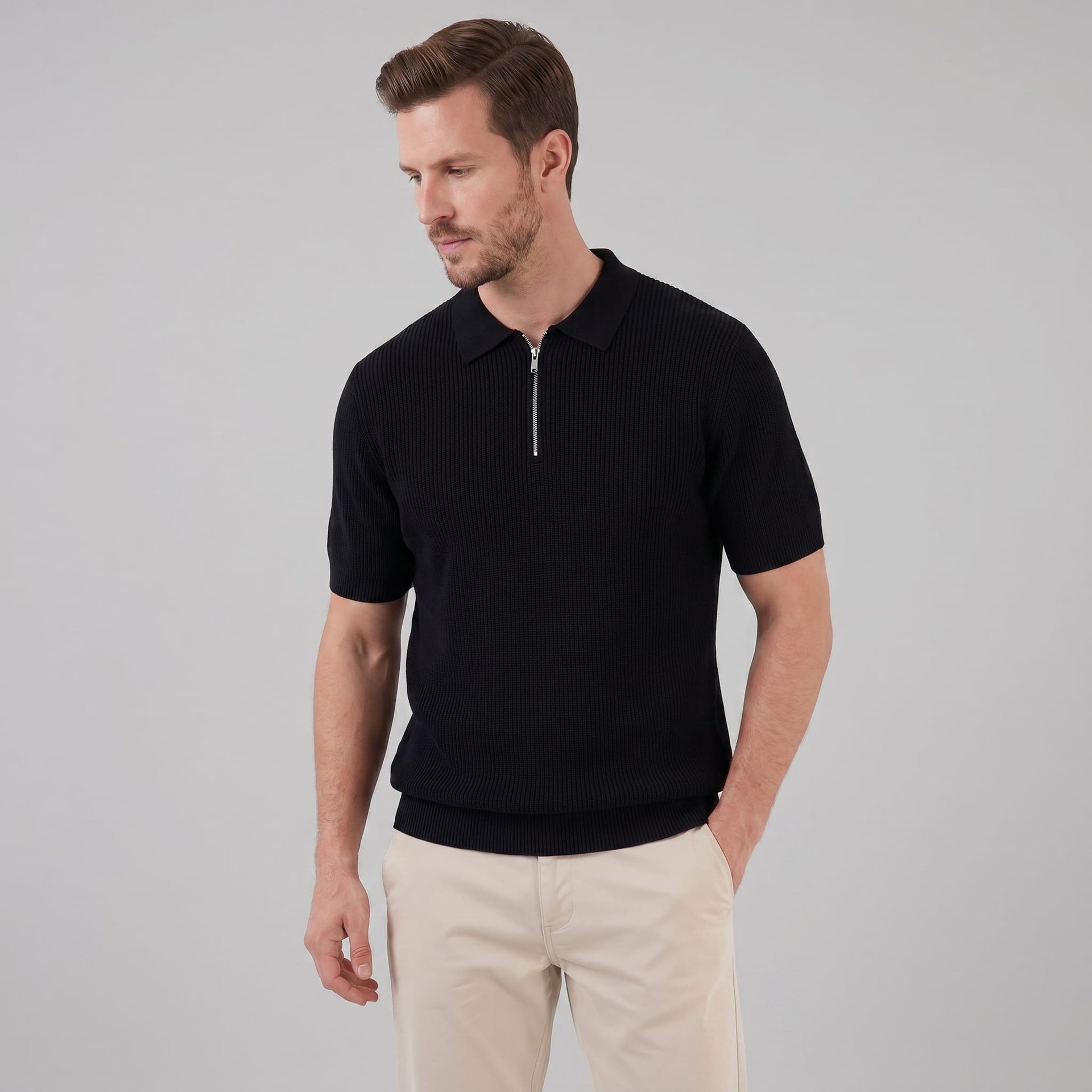 Roman Ribbed Quarter Zip Polo
