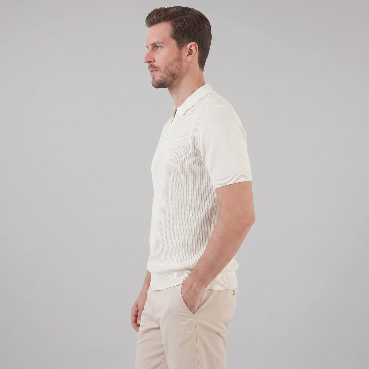 Roman Ribbed Quarter Zip Polo