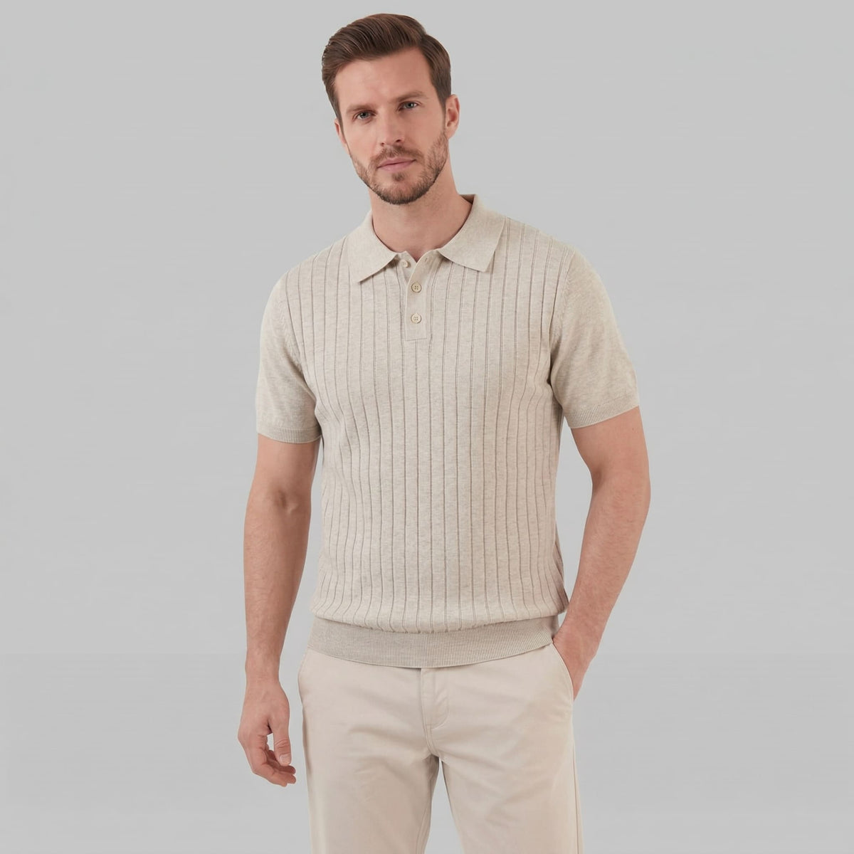 Ronan Cotton Blend Ribbed Polo_1