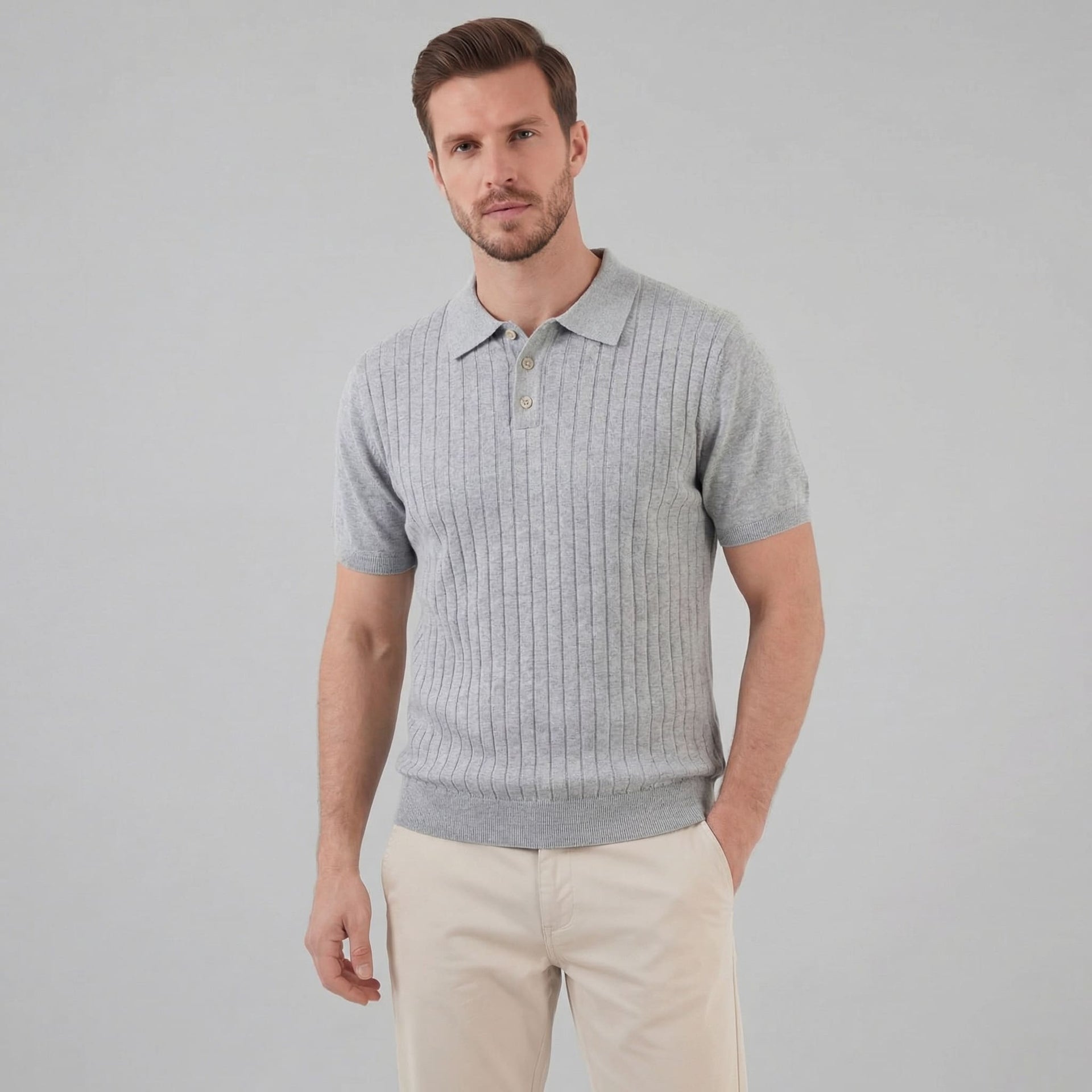 Ronan Cotton Blend Ribbed Polo