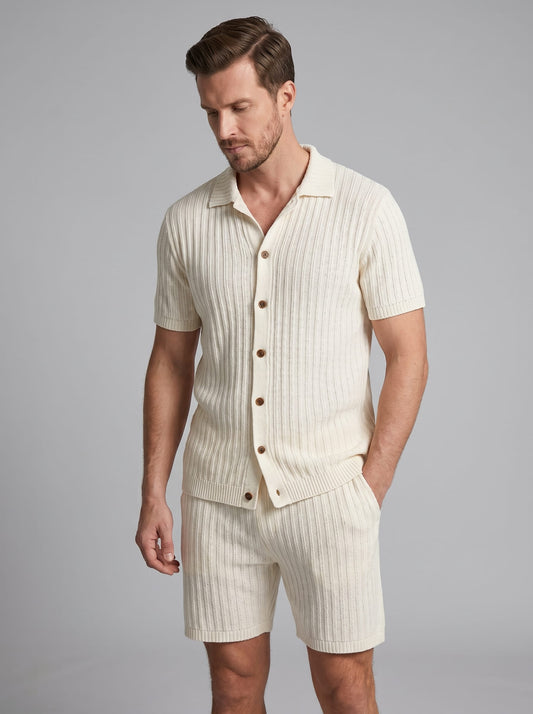 Bryce Ribbed Knit Shirt and Shorts Set_1