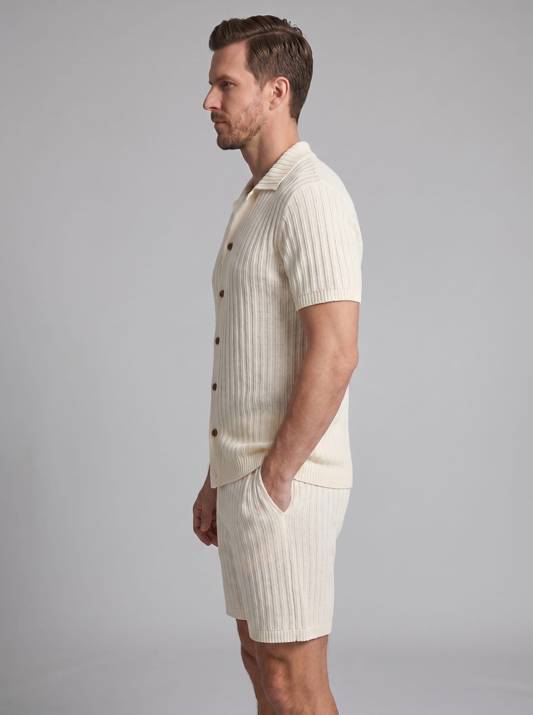 Bryce Ribbed Knit Shirt and Shorts Set