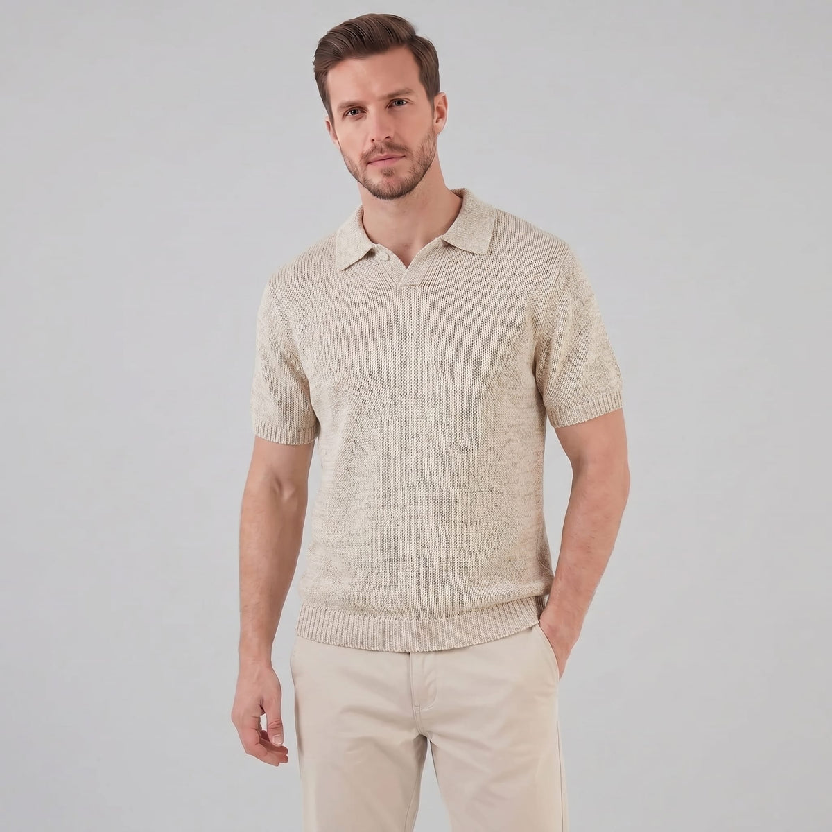 Flynn Textured Knit Polo Shirt_1