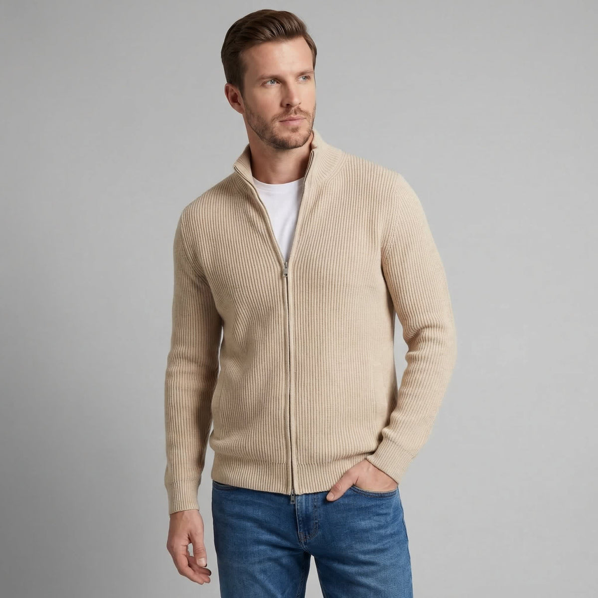 Franklin Ribbed Zip Up Cardigan