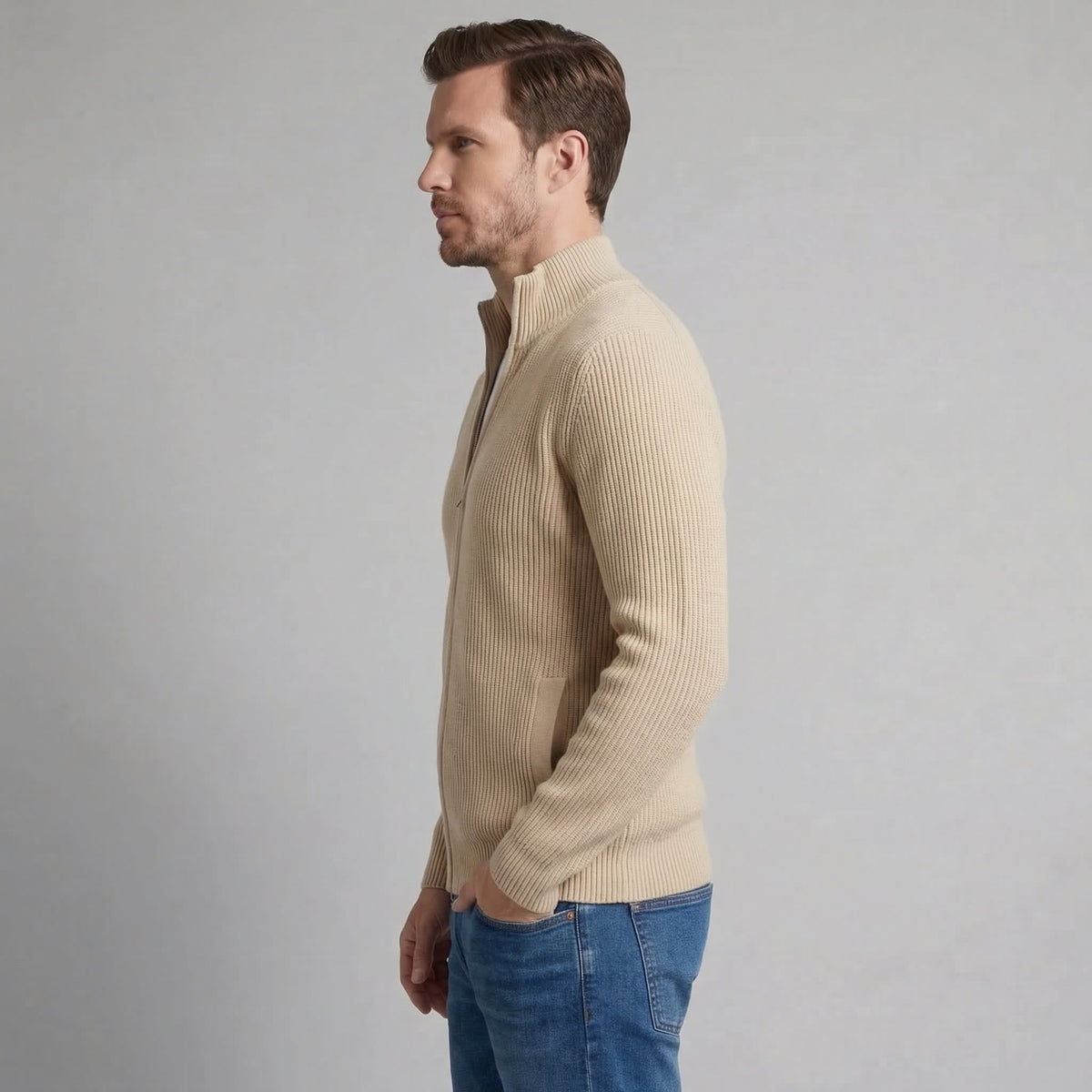 Franklin Ribbed Zip Up Cardigan