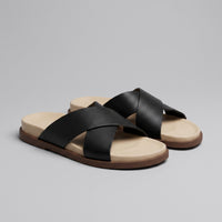 Stanton Leather Cross Strap Slides