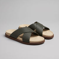 Stanton Leather Cross Strap Slides