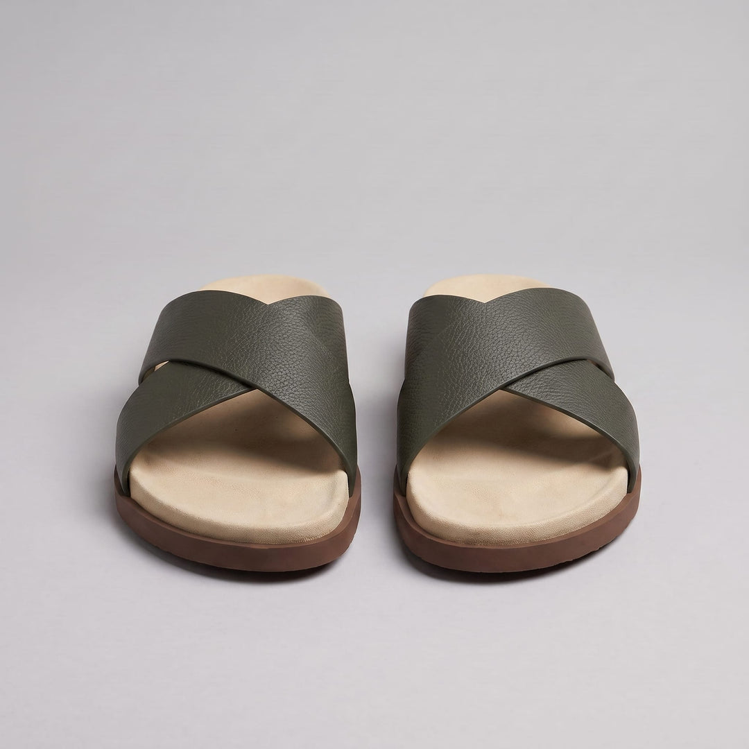 Stanton Leather Cross Strap Slides
