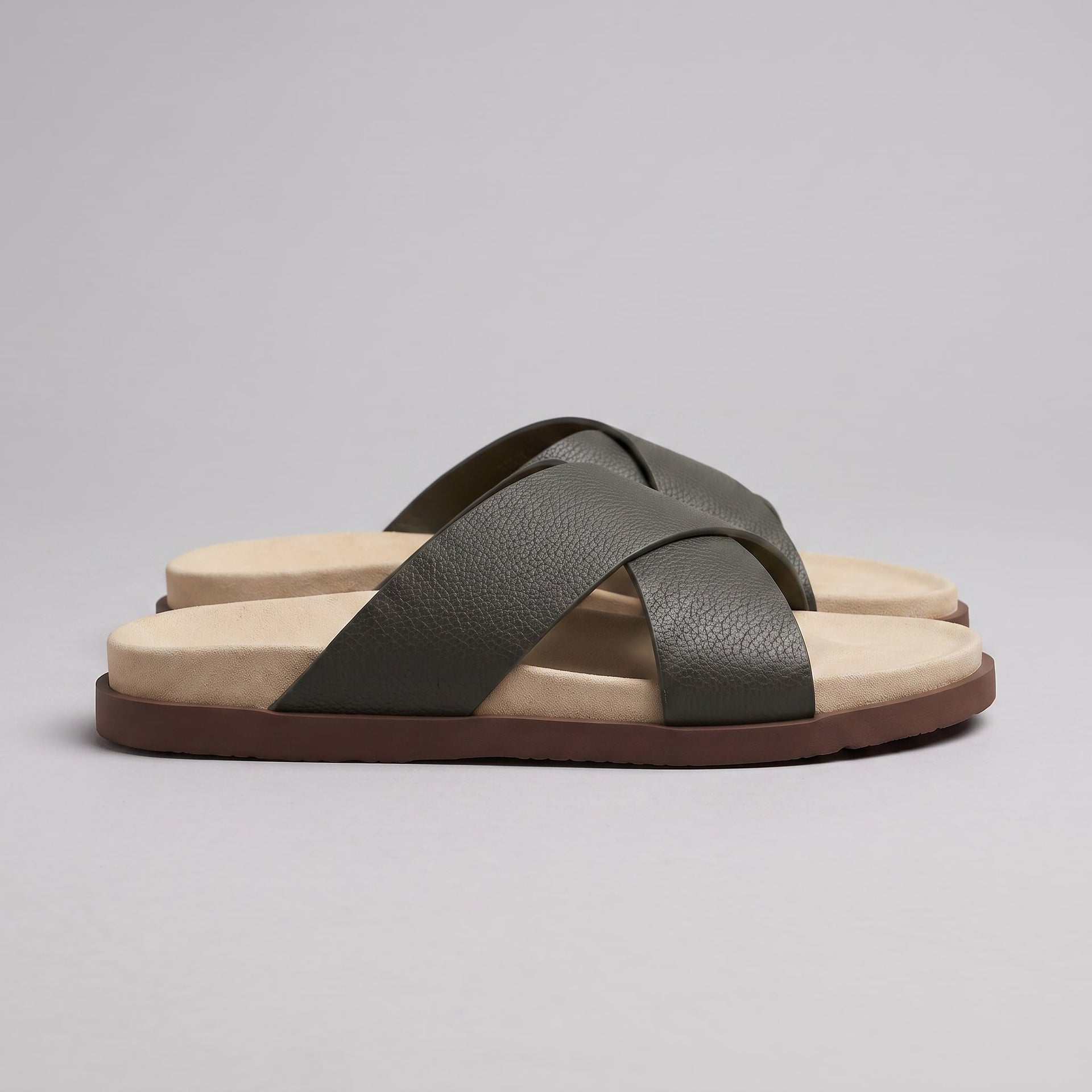 Stanton Leather Cross Strap Slides