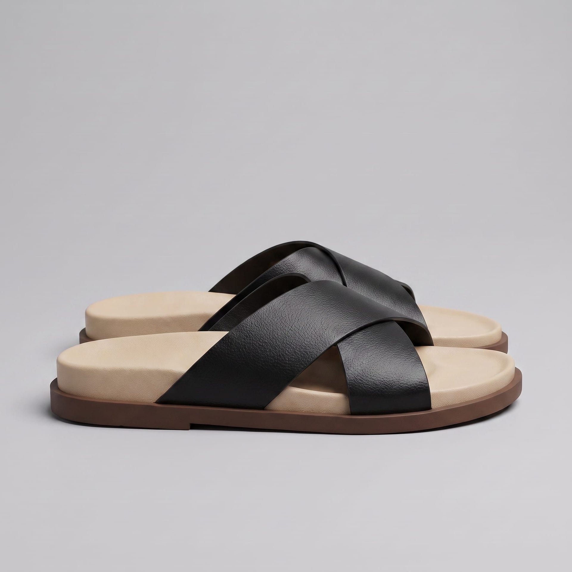 Stanton Leather Cross Strap Slides