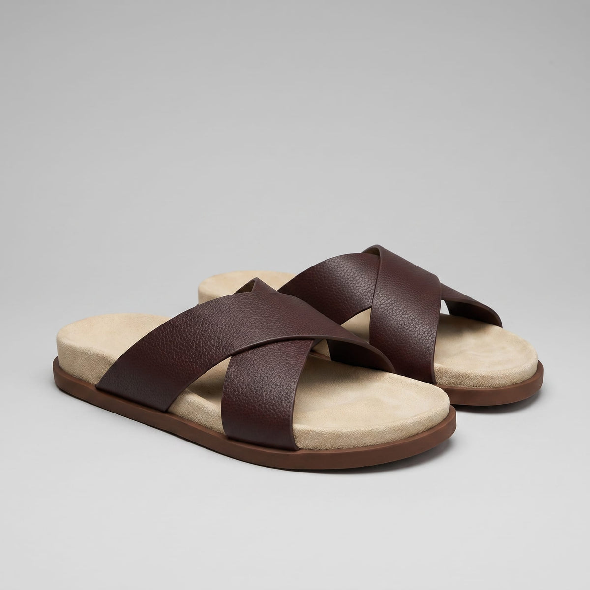 Stanton Leather Cross Strap Slides