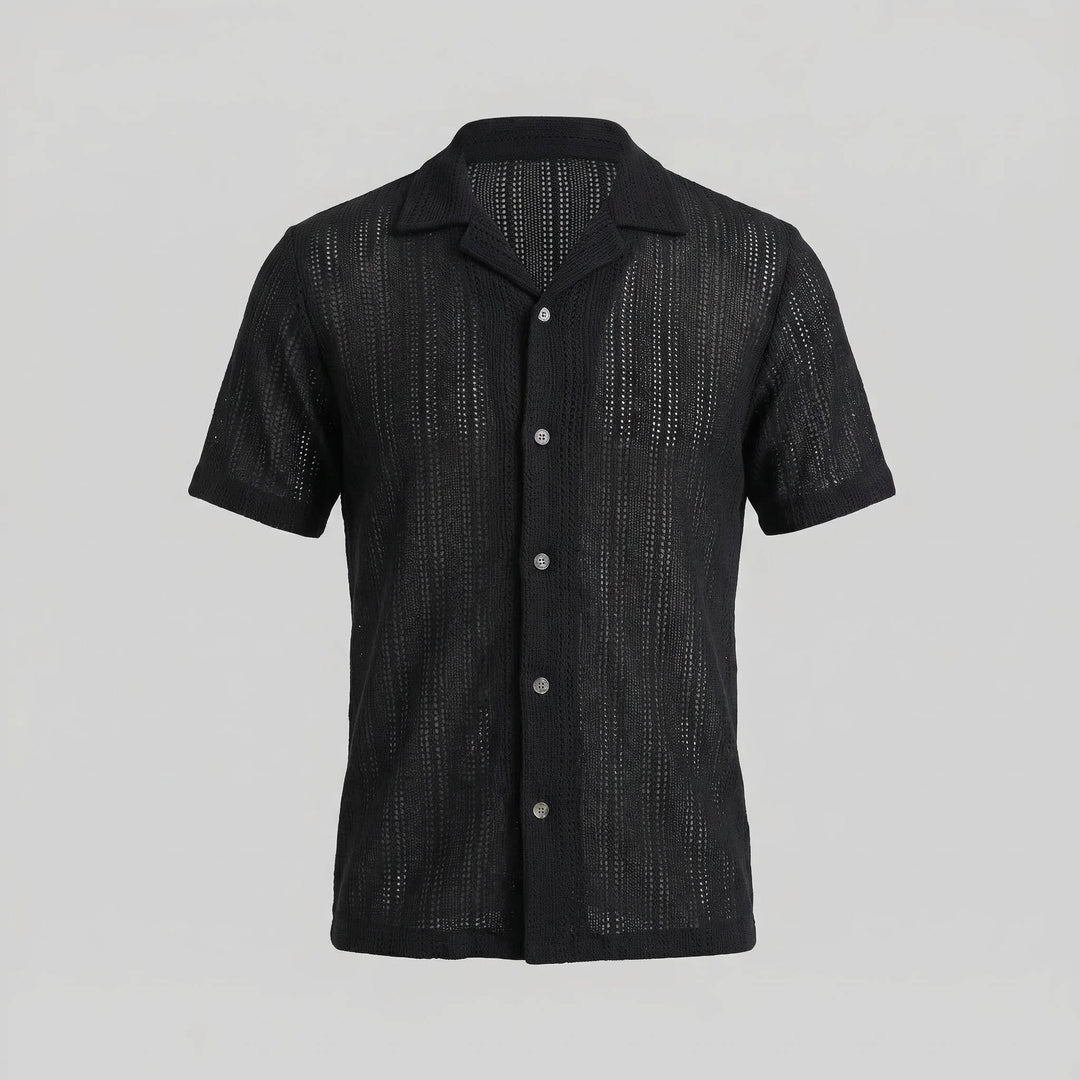 Jonas Open Knit Camp Collar Shirt