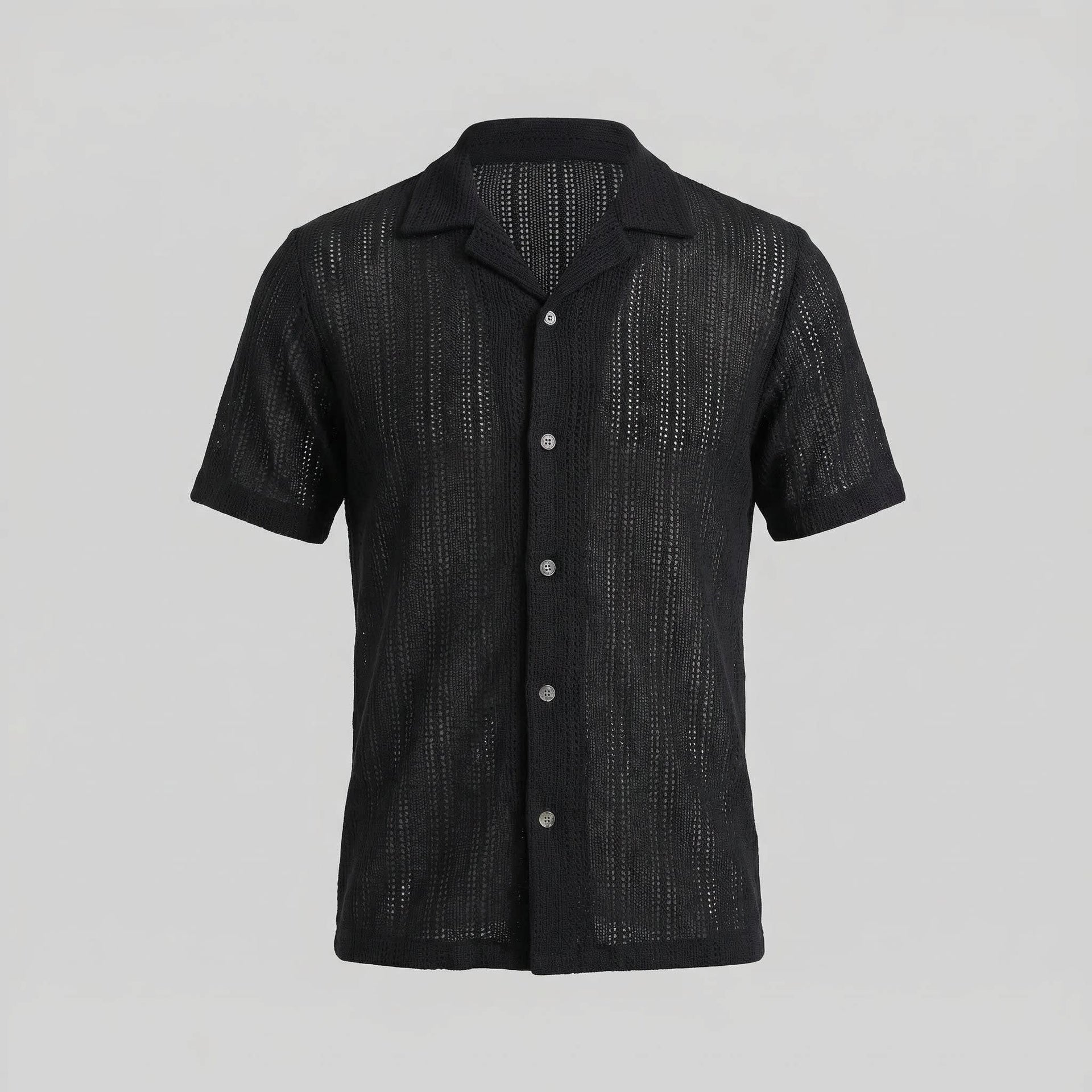 Jonas Open Knit Camp Collar Shirt