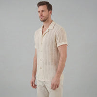 Jonas Open Knit Camp Collar Shirt