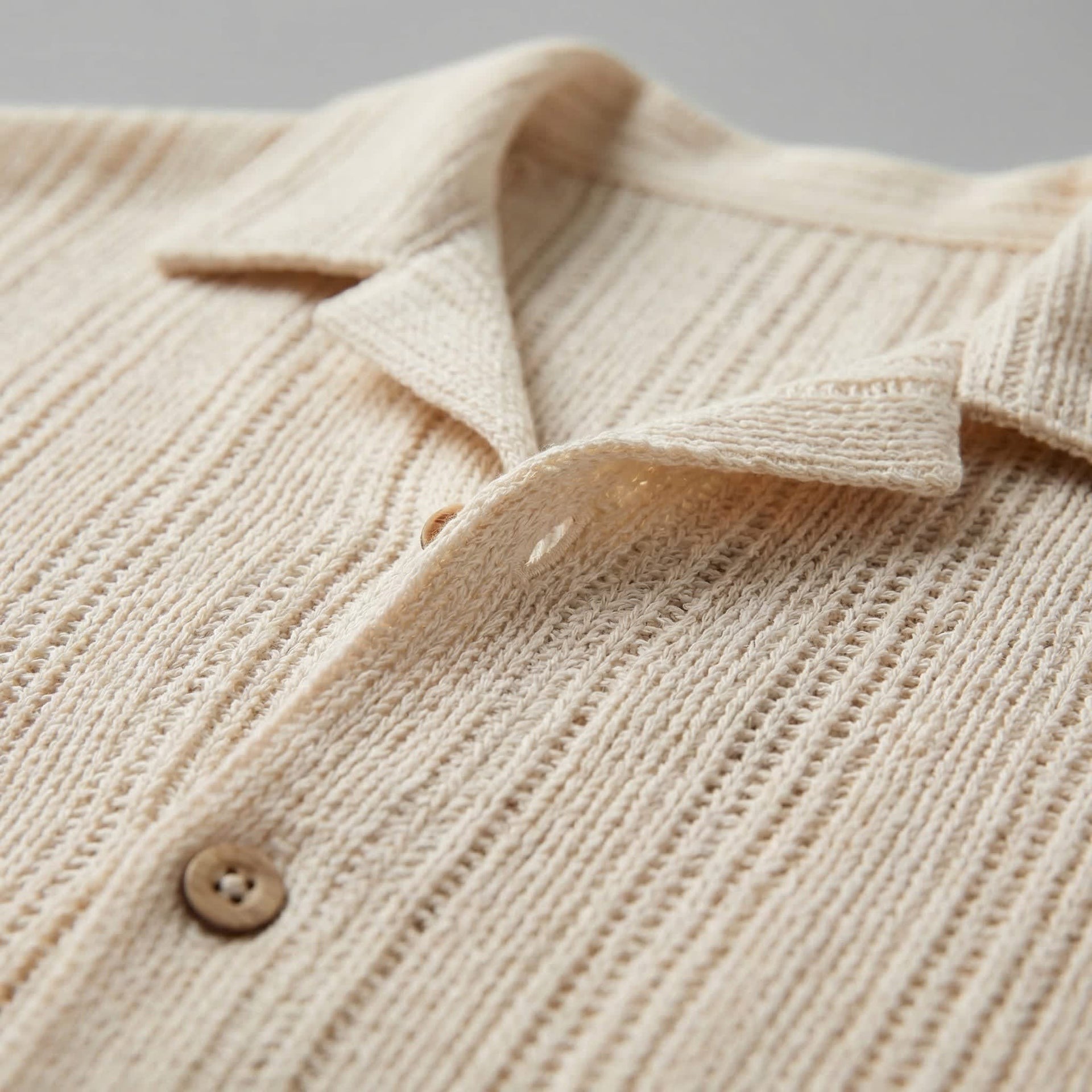 Jonas Open Knit Camp Collar Shirt