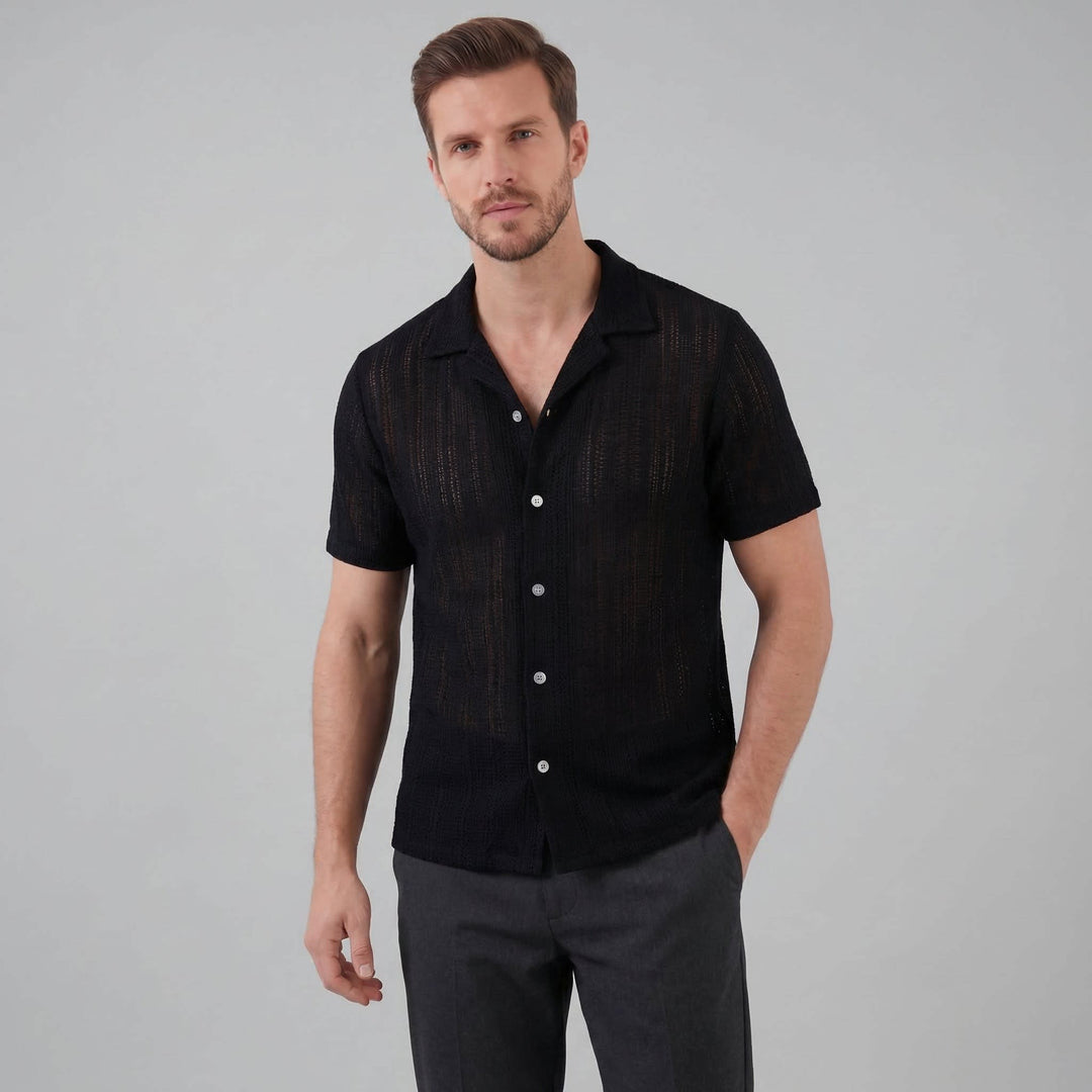 Jonas Open Knit Camp Collar Shirt