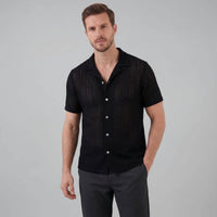 Jonas Open Knit Camp Collar Shirt