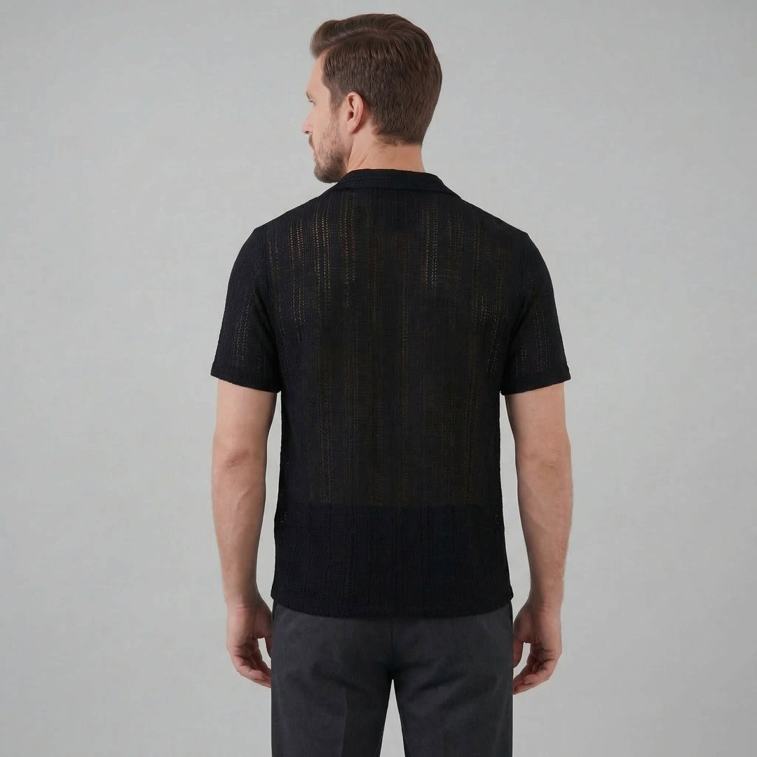 Jonas Open Knit Camp Collar Shirt