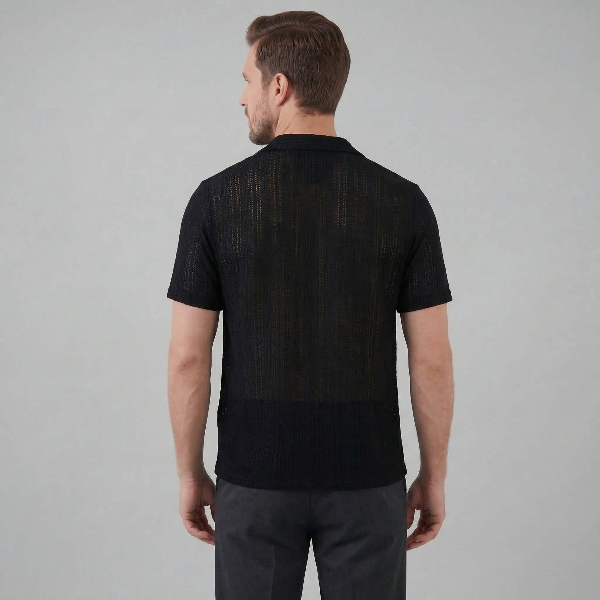 Jonas Open Knit Camp Collar Shirt