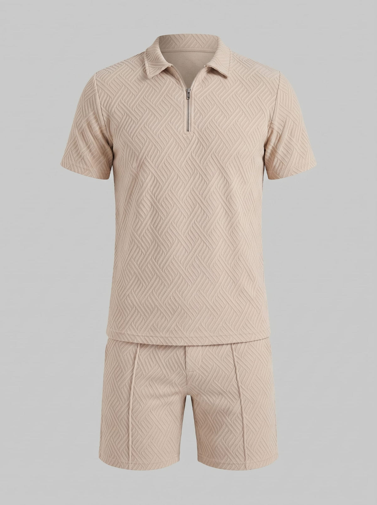Camden Textured Zip Polo and Shorts Set