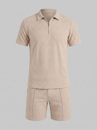 Camden Textured Zip Polo and Shorts Set