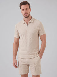 Camden Textured Zip Polo and Shorts Set