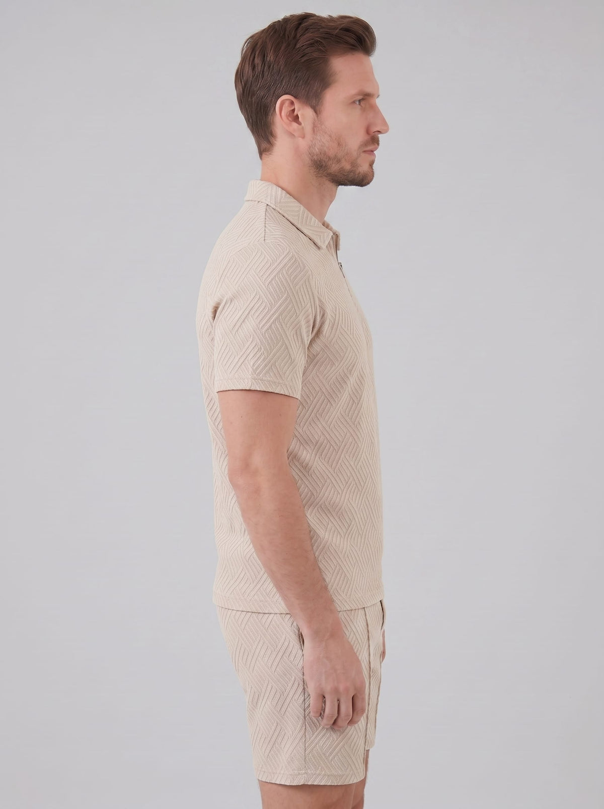 Camden Textured Zip Polo and Shorts Set